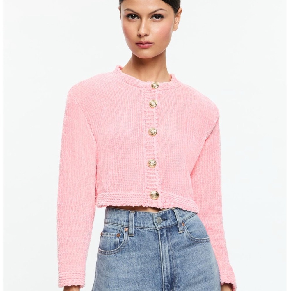 NWT size Med. Alice + Olivia Pink Breanna Button Down Sweater